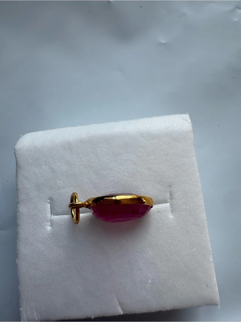 18k gold Ruby Pendant Charm with Gold bail